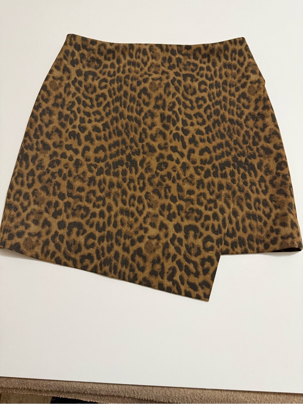 Ann Taylor Leopard Asymmetrical Mini Skirt - Tan & Black